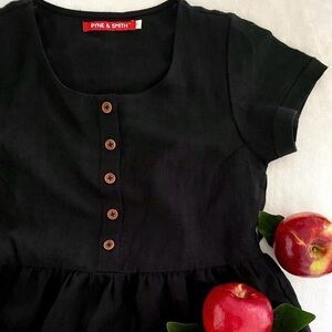 Pyne & Smith No 11 Sz S in Black Heavyweight Linen EUC